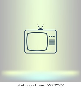 Old TV icon. Flat design style. Stock vector illustration