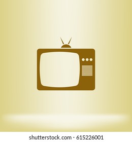 Old TV icon. Flat design style. Stock vector illustration