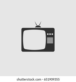 Old TV icon. Flat design style. Stock vector illustration