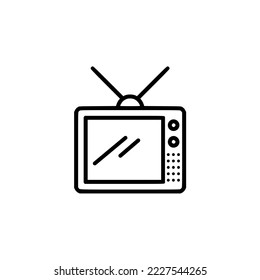 Old tv icon isolated on white