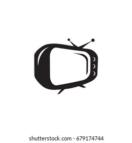 old TV icon, isolated on white background. 