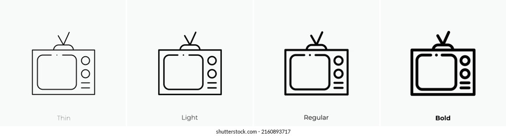old tv icon. Linear style sign isolated on white background. Vector illustration.