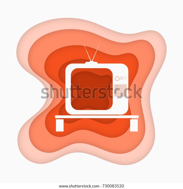 Old TV icon Paper folding art origami style
Vector illustration