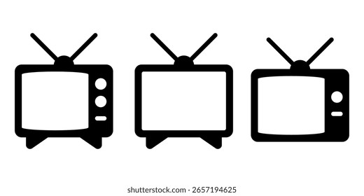 Old TV icon set. Vector illustration.