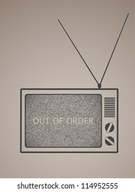 Old TV with interferences on the screen. Out of order concept. EPS10 vector.