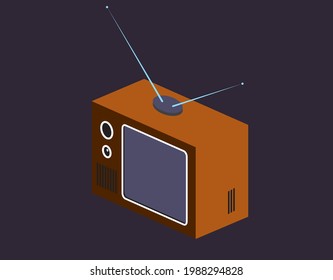 Alter Fernseher mit isometrischer Sicht