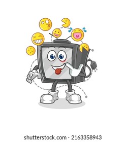 the old tv laugh and mock character. cartoon mascot vector