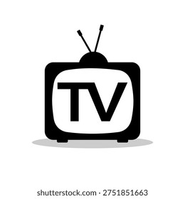 Old TV logo icon with shadow