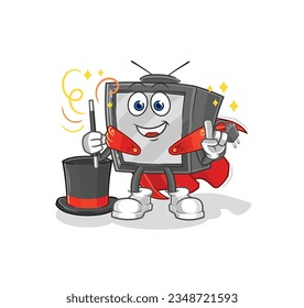 the old tv magician illustration. character vector