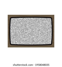 Old TV no signal screen. Vintage wooden tv set, display with noise. Vector illustration