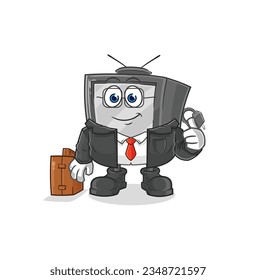 das alte Maskottchen des Fernseharbeiters. Cartoon-Vektorgrafik
