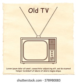 Old TV on a paper background. Vector illustration.