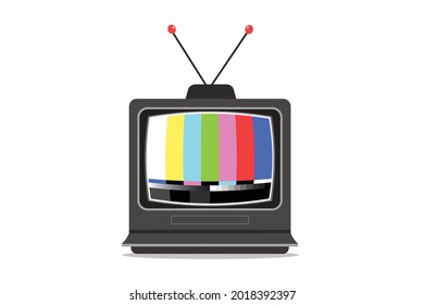 old TV on a white background with no signal screen