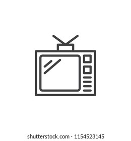 Old Tv Outline Icon. Linear Style Sign For Mobile Concept And Web Design. Retro Television Simple Line Vector Icon. Symbol, Logo Illustration. Pixel Perfect Vector Graphics