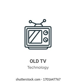 Old tv outline vector icon. Thin line black old tv icon, flat vector simple element illustration from editable technology concept isolated stroke on white background