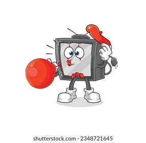 the old tv pantomime blowing balloon. cartoon mascot vector