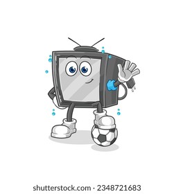 the old tv playing soccer illustration. character vector