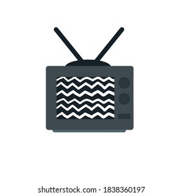 Old TV. Problems with broadcasting. Noise and interference on the screen. Home appliance with an antenna.