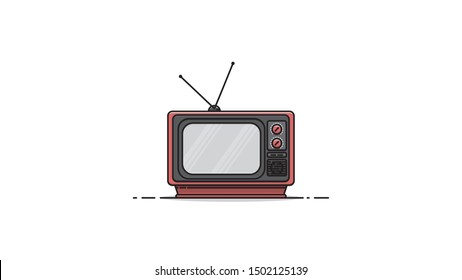 old tv retro television flat design vector illustration