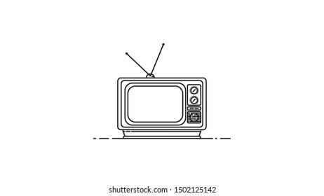 old tv retro television flat design vector illustration