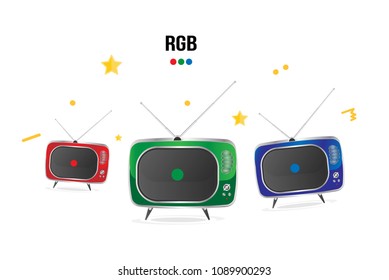 Old TV in RGB colour. Flat vector illustration EPS10.