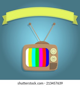 Old tv with ribbon for insert text