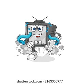 the old tv runner character. cartoon mascot vector