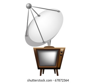 Old TV With Satellite Antenna