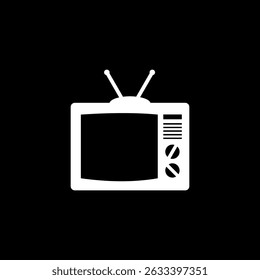 Icono antiguo de la pantalla de TV aislado en fondo negro