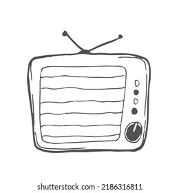 Alter Fernseher handgezeichnet Vektorgrafik. Vintage-Hintergrund.