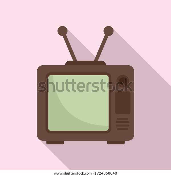 Old tv set icon. Flat illustration of old tv set\
vector icon for web design