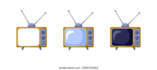 Iconos de televisores antiguos. Estilo plano. Iconos del vector.