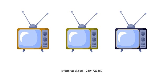 Iconos de televisores antiguos. Estilo plano. Iconos del vector.