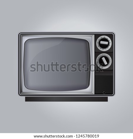 Old TV set isolated on gray background, vector illustration