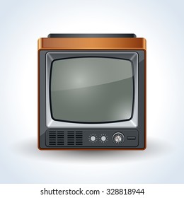 Old TV set realistic vector icon