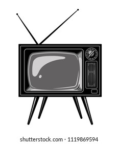 Old TV set template in vintage style isolated vector illustration