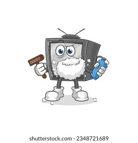 the old tv shave facial hair vector. cartoon character