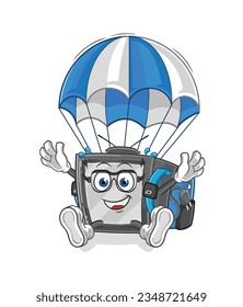 the old tv skydiving character. cartoon mascot vector