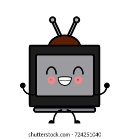 Old tv technology cute kawaii cartoon