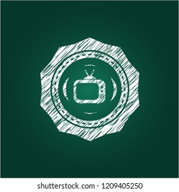 old tv, television icon drawn with chalkboard texture
