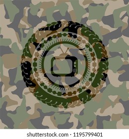 old tv, television icon inside camo emblem