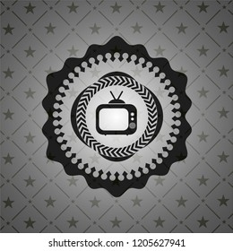 old tv, television icon inside black badge