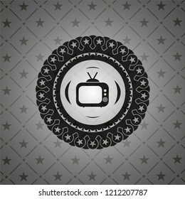old tv, television icon inside black badge
