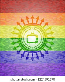 old tv, television icon inside lgbt colors emblem 