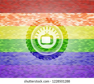 old tv, television icon inside lgbt colors emblem 
