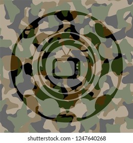 old tv, television icon inside camouflage texture