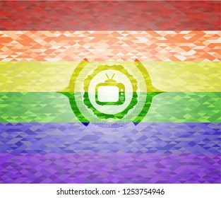 old tv, television icon inside lgbt colors emblem 