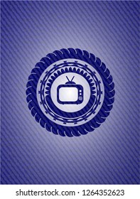 old tv, television icon inside jean background