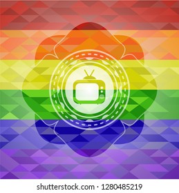 old tv, television icon inside lgbt colors emblem 