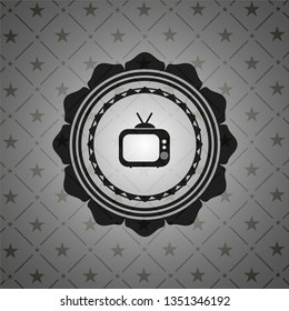 old tv, television icon inside retro style black emblem